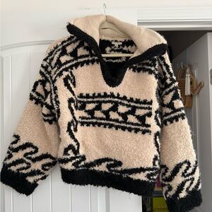 Pilcro Cozy Black and Cream Patterned Sweater